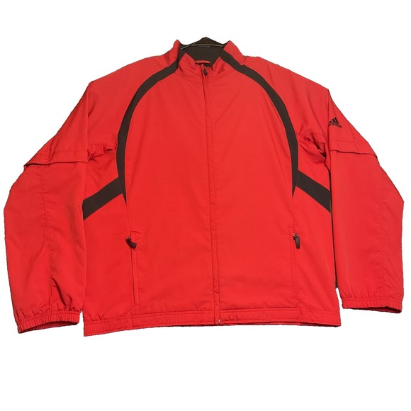 adidas Other - Adidas Windbreaker Jacket Mens Large Red Black Striped Wind Resistant Outdoor